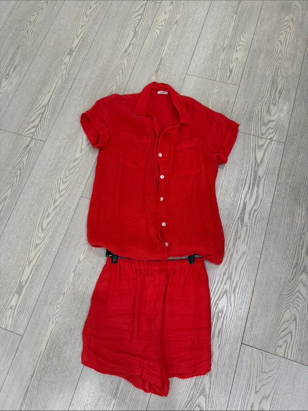 Vitamin A Red Short Sleeve Button Pajama Set for Kids